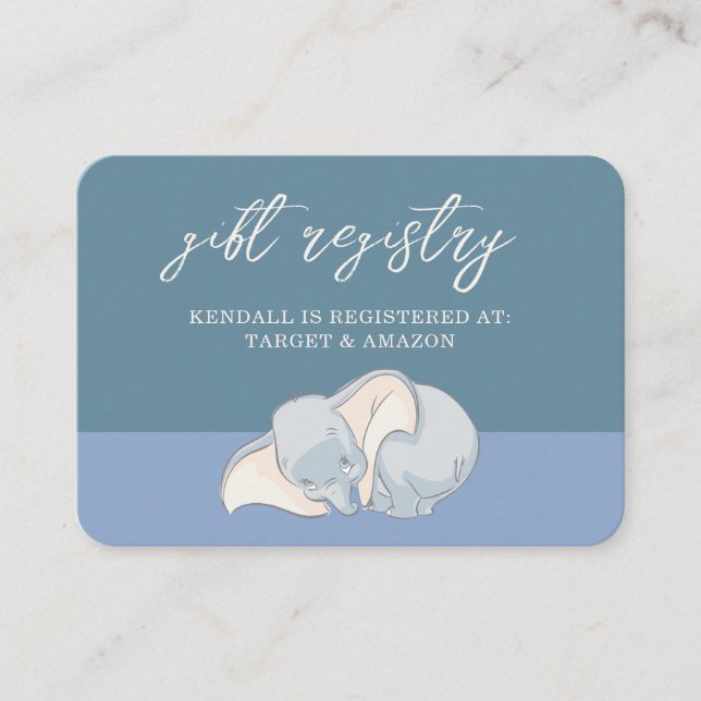 Dumbo & Stork | Over the Moon Gift Registry Place Card (Front)