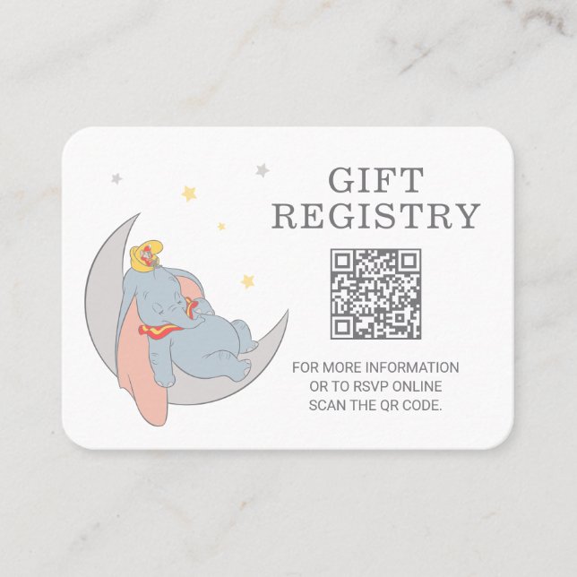 Dumbo & Stork | Over the Moon Gift Registry Place Card (Front)