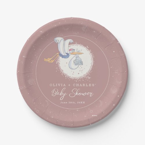 Dumbo  Stork  Over the Moon _ Girl Baby Shower Paper Plates