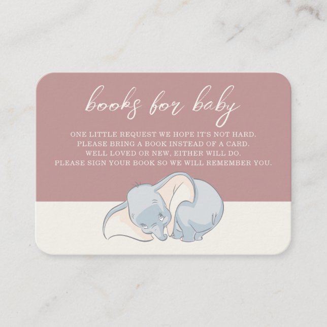 Dumbo & Stork | Over the Moon - Girl Baby Shower Place Card (Front)