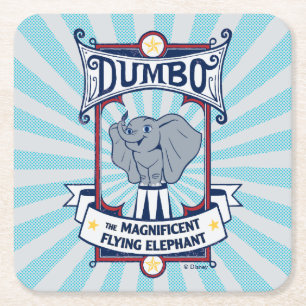 Dumbo   The Magnificent Flying Elephant Circus Art Square Paper Coaster