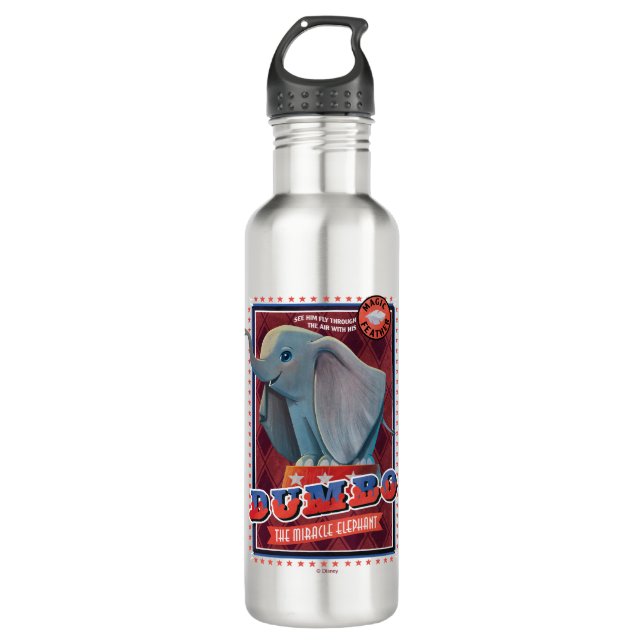 Dumbo | "The Miracle Elephant" Circus Art Stainless Steel Water Bottle (Front)