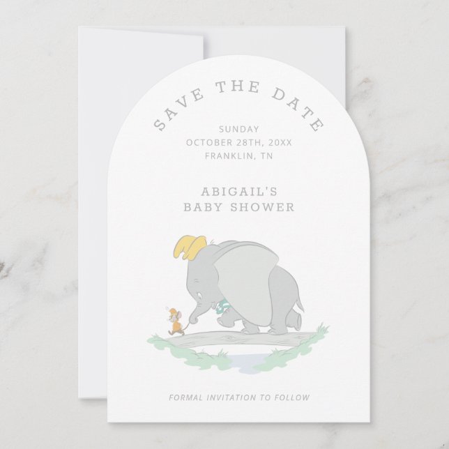 Dumbo & Timothy Q. Mouse Baby Shower Save The Date (Front)