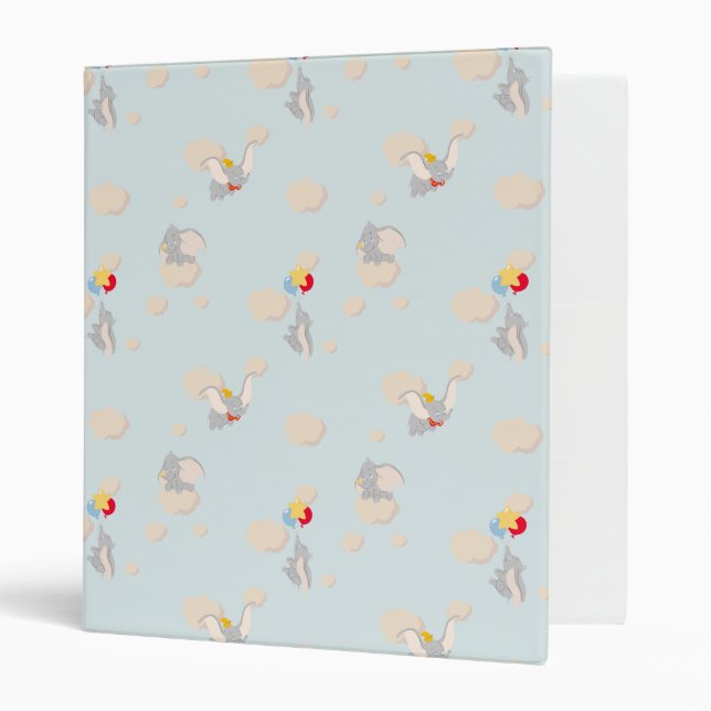 Dumbo up in the Clouds Pattern 3 Ring Binder (Front/Inside)