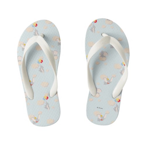 Dumbo up in the Clouds Pattern Kids Flip Flops