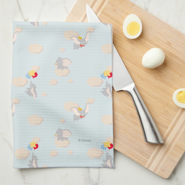 Dumbo up in the Clouds Pattern Kitchen Towel (Quarter Fold)