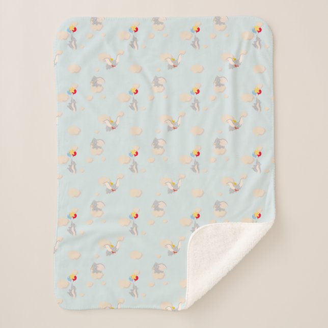 Dumbo up in the Clouds Pattern Sherpa Blanket (Front)
