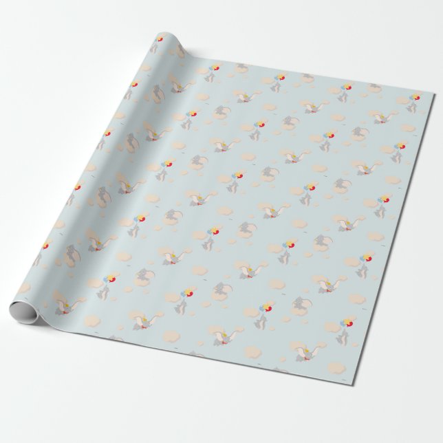 Dumbo up in the Clouds Pattern Wrapping Paper (Unrolled)