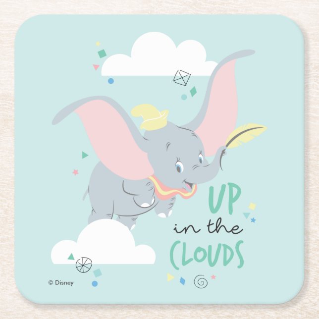Dumbo | Up in the Clouds Square Paper Coaster (Front)