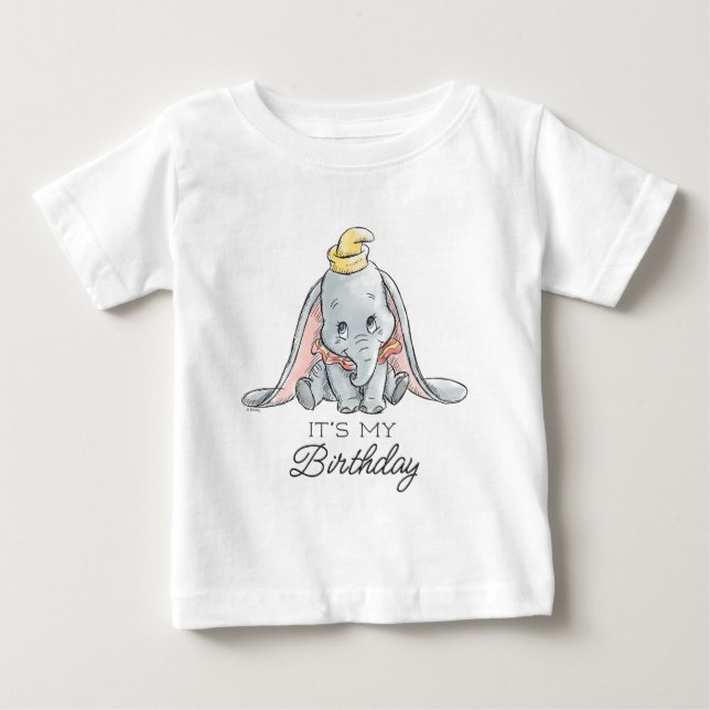 Dumbo Watercolor 1st Birthday Baby T-Shirt (Front)