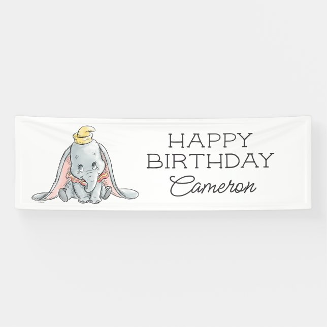 Dumbo Watercolor 1st Birthday Banner (Horizontal)