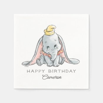 Dumbo Watercolor 1st Birthday Napkins by dumbo at Zazzle