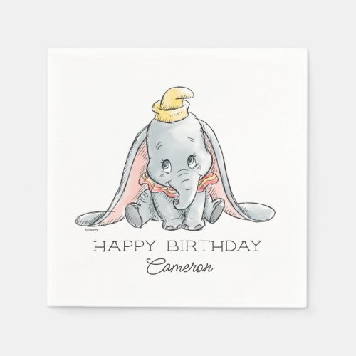 Dumbo Watercolor 1st Birthday Napkins