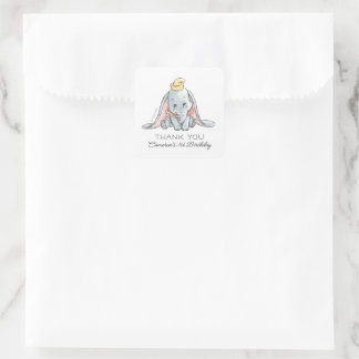 Dumbo Watercolor 1st Birthday - Thank You Square Sticker