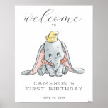 Dumbo Watercolor 1st Birthday Welcome Sign at Zazzle