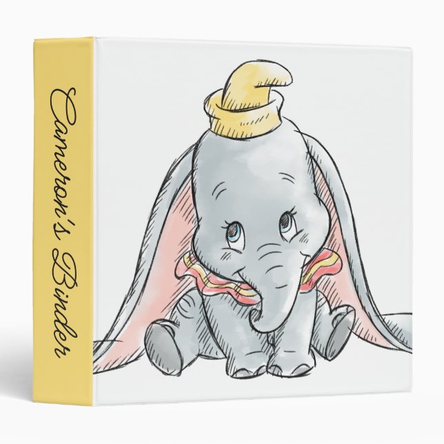 Dumbo Watercolor 3 Ring Binder (Front/Spine)