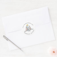 Dumbo Watercolor Baby Shower Address Classic Round Sticker