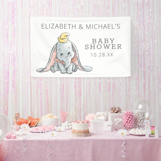 Dumbo Watercolor Baby Shower Banner