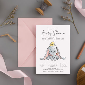 Dumbo Watercolor Baby Shower Invitation by dumbo at Zazzle