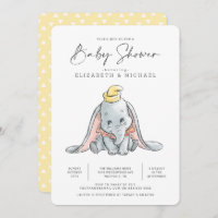 Dumbo Watercolor Baby Shower Invitation