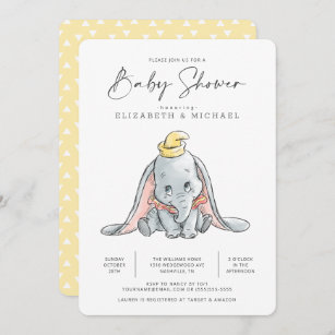 Dumbo Baby Shower or Birthday Party Invitations Invites Personalized Custom 