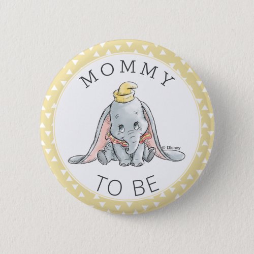 Dumbo Watercolor Baby Shower Mommy to Be Button