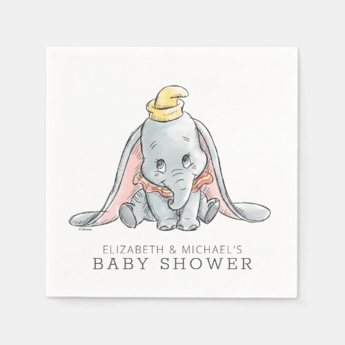 Dumbo Watercolor Baby Shower Napkins