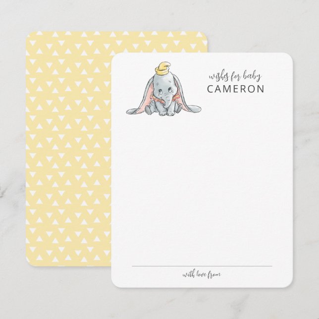 Dumbo Watercolor Baby Shower Note Card (Front/Back)