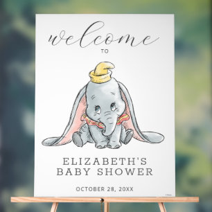Dumbo Watercolor Baby Shower Welcome Acrylic Sign