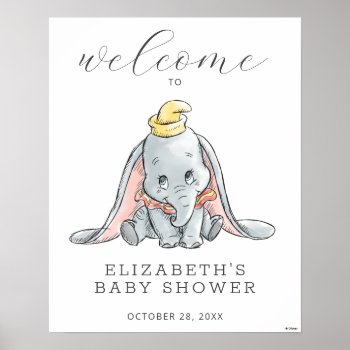 Dumbo Watercolor Baby Shower Welcome Sign by dumbo at Zazzle
