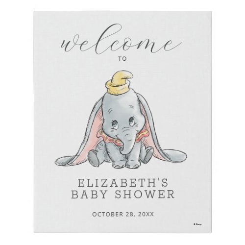 Dumbo Watercolor Baby Shower Welcome Sign