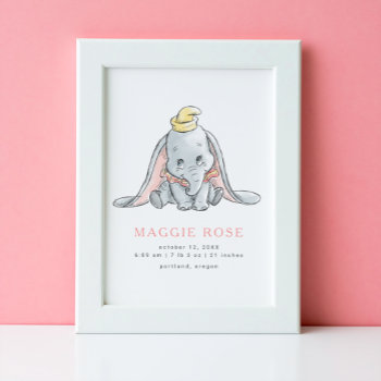 Dumbo Watercolor Birth Stats Poster by dumbo at Zazzle