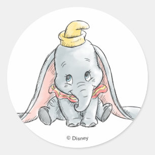 Dumbo Watercolor Classic Round Sticker