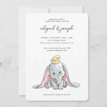 Dumbo Watercolor Couples Baby Shower Invitation by dumbo at Zazzle