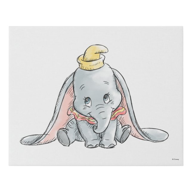 Dumbo Watercolor Faux Canvas Print (Front)