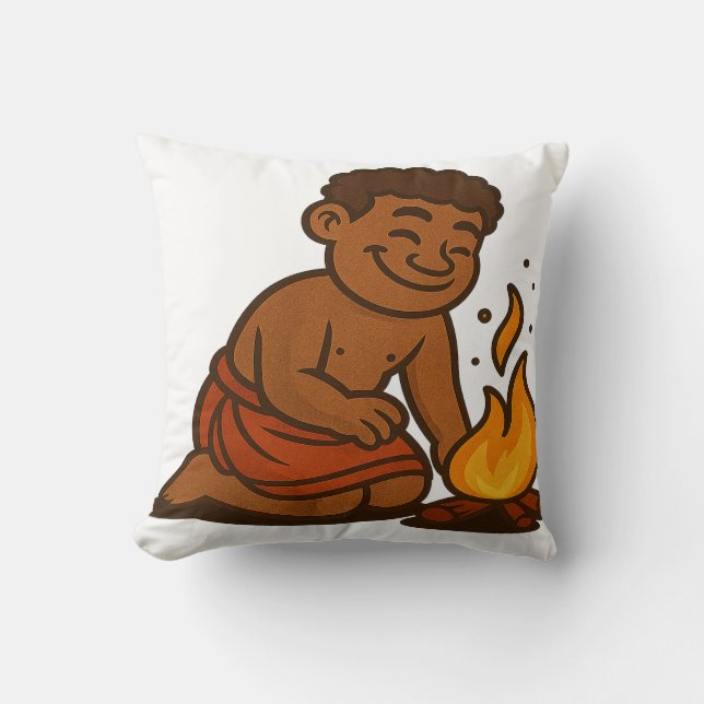 Dumi Fire Keeper Throw Pillow (Front)
