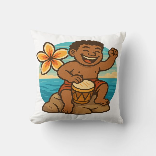 Dumi Ocean Drummer Throw Pillow (Front)
