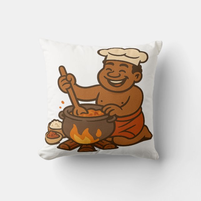 Dumi Village Chef Throw Pillow (Front)