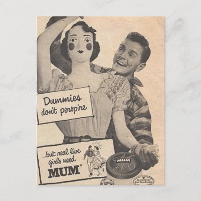 “Dummy Deodorant” Politically Incorrect Retro Ad Postcard (Front)