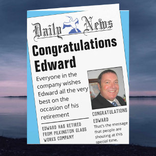 Dummy Newspaper Headlines Retirement Card