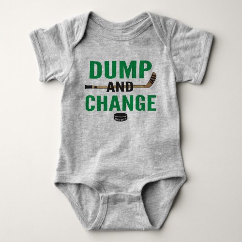 Dump and Change Hockey Baby Bodysuit Green Sticks