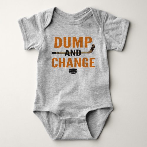 Dump and Change Hockey Baby Bodysuit Orange Sticks