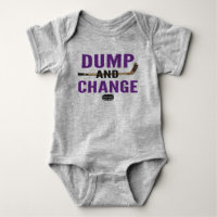 Dump and Change Hockey Baby Bodysuit Purple Sticks