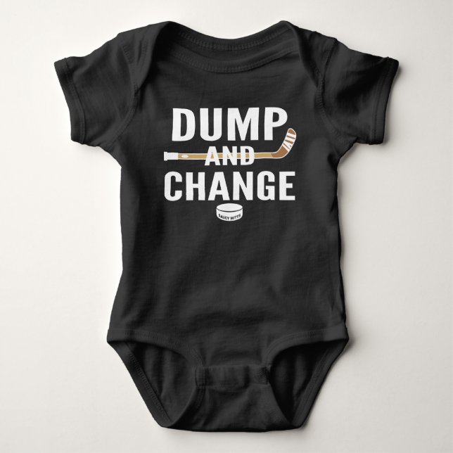 Dump and Change Hockey Baby Bodysuit White Type (Front)