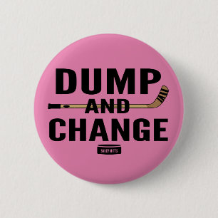Dump and Change Hockey Baby Girl Pink Diaper Bag Button