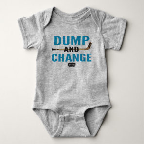 Dump and Change Hockey Baby Turquoise Blue Bodysuit