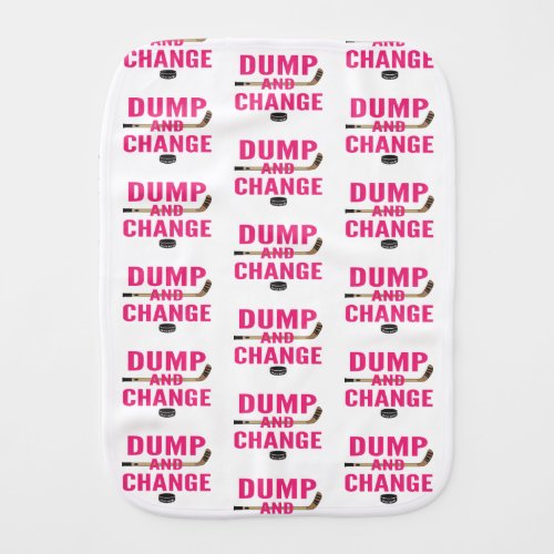 Dump and Change Hockey Girls Pink Baby Burp Cloth