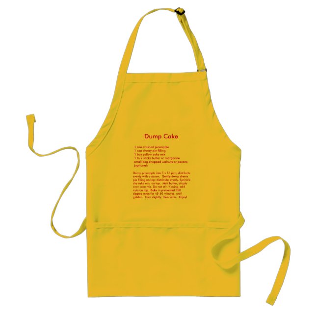 Dump Cake Recipe on an Apron (Front)