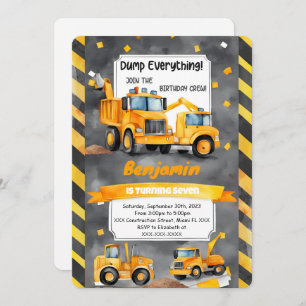 Dump Every Thing it's Construction Birthday Invitation