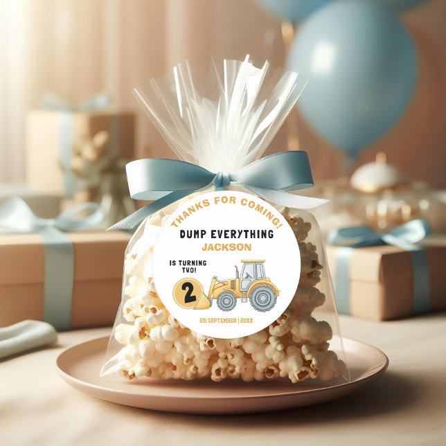 "DUMP EVERYTHING! Construction Birthday 2 Classic Round Sticker (Creator Uploaded)